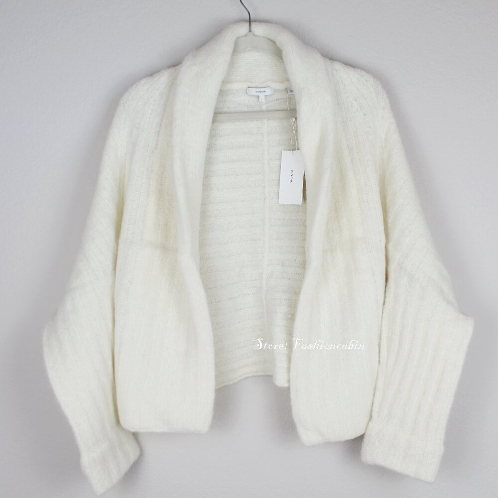 NWT Vince Alpaca Cardigan, Large, Dolman Sleeves, Open Front, OFF-White - Picture 2 of 10